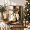 Rustic Vintage Christmas Mittens & Snowy Window Farmhouse Canvas Poster