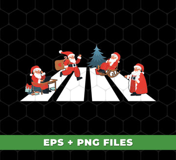 Santa Xmas, Santa Cross The Road, Cross On A Street, Digital Files, Png Sublimation