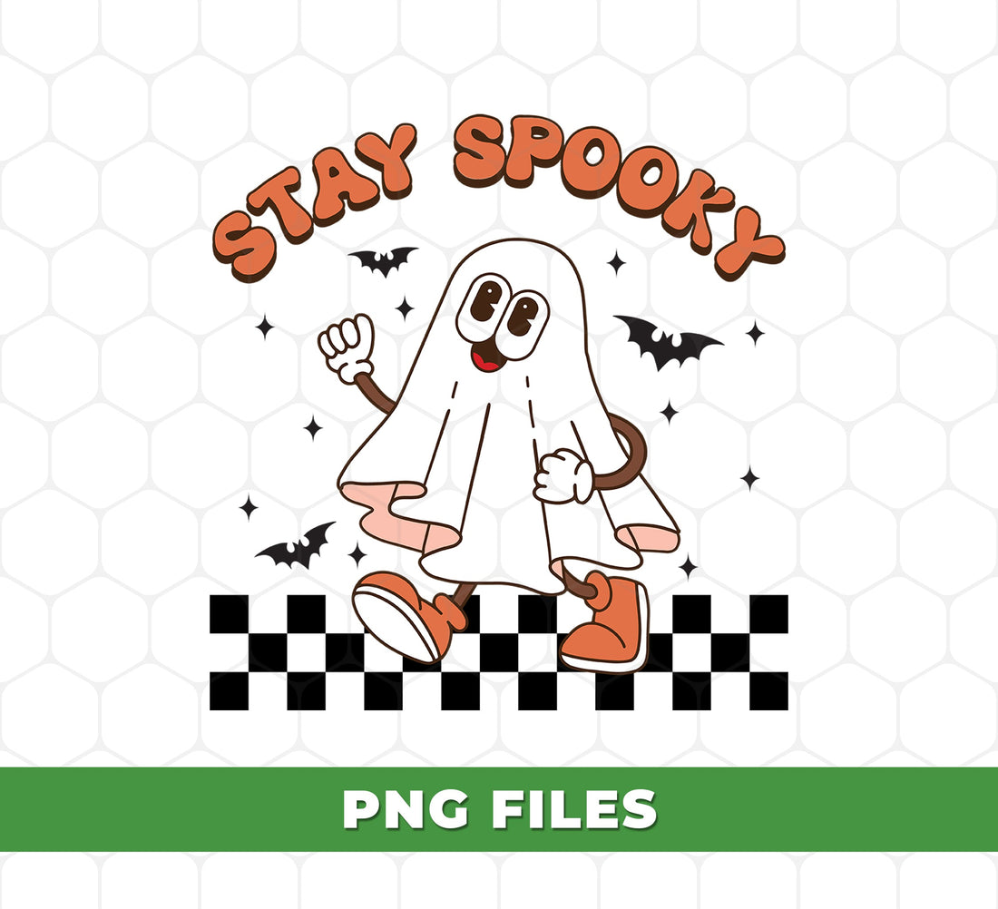 Stay Spooky Cute Halloween Ghost PNG, Retro Cartoon Ghost Clipart PNG, Funny Ghost with Boots PNG Sublimation, Fall Spooky PNG