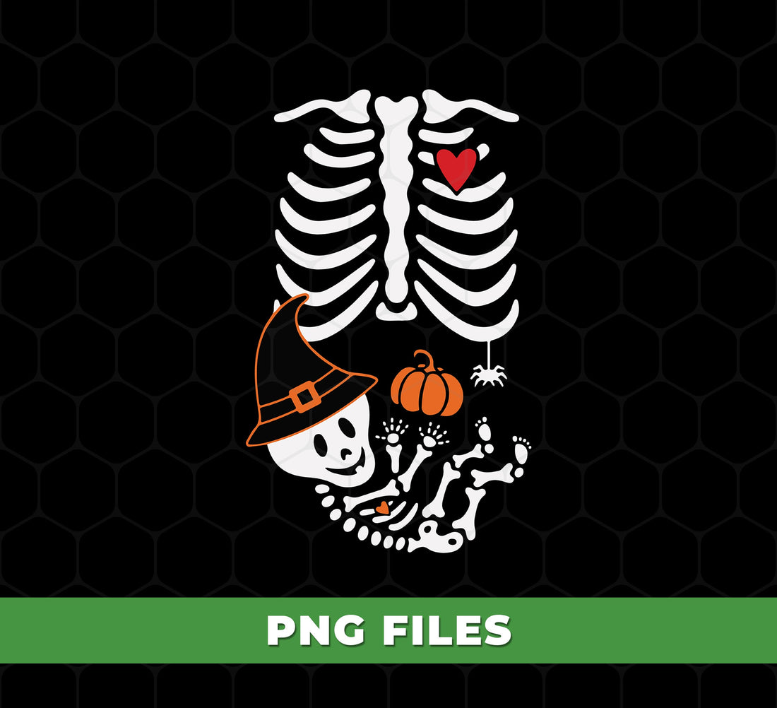 Halloween Pregnancy Skeleton PNG, Baby Skeleton Clipart, Maternity Shirt Design, Witch Baby PNG, Cute Pregnant Mom Halloween Sublimation