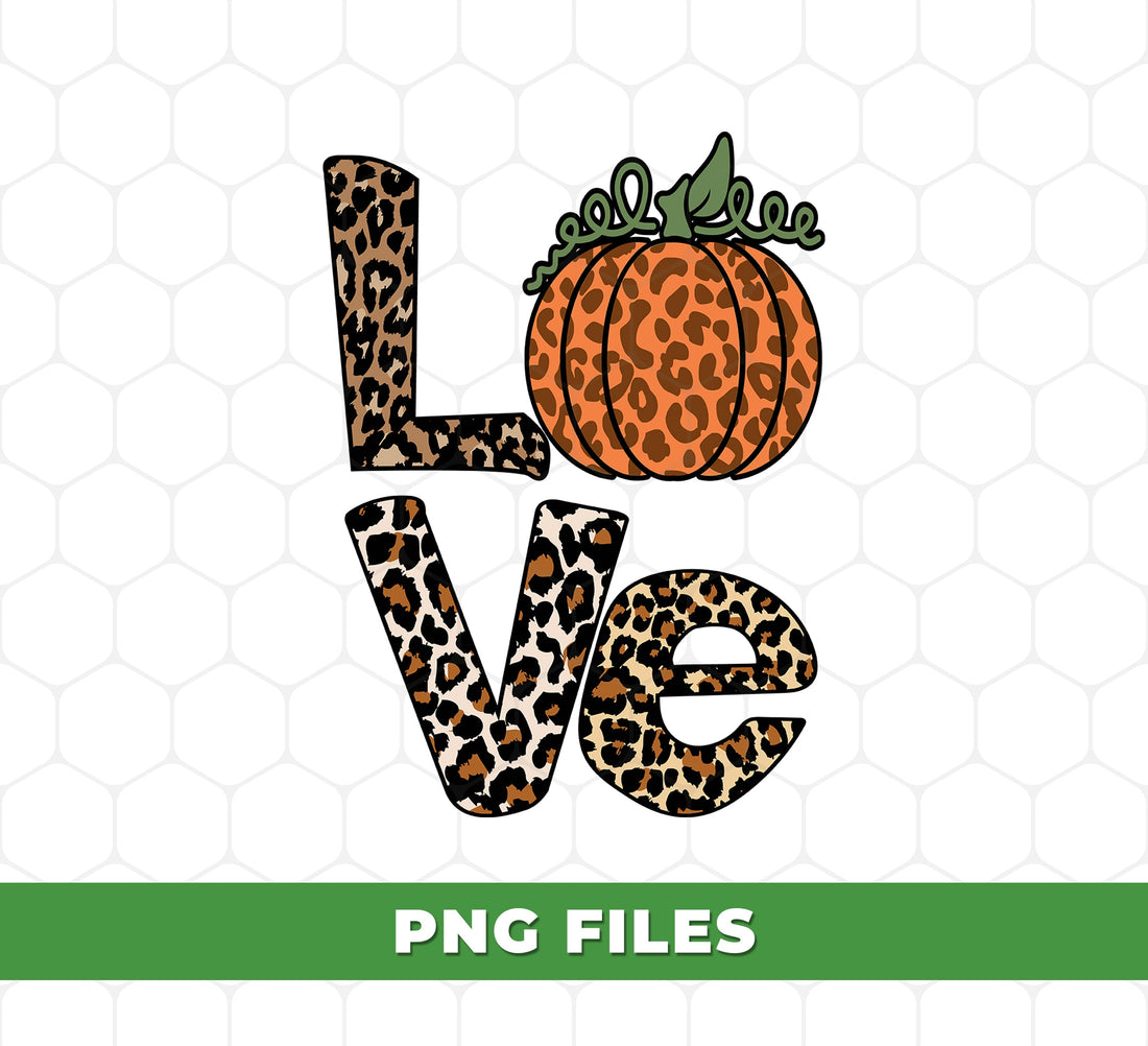 Leopard Print Pumpkin Love PNG, Fall Aesthetic Digital Art, Autumn Pumpkin Clipart, Thanksgiving Printable, Cheetah Pumpkin Illustration
