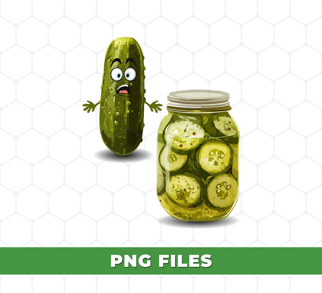 Funny Pickle PNG, Cute Scared Cucumber Clipart, Cartoon Dill Pickle Sublimation Design, Pickle Jar Digital Download, Silly Food Pun Graphic