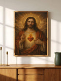 Sacred Heart Of Jesus Christian Religious Art Canvas poster with timeless devotional imagery. Perfect for prayer rooms, bedrooms, churches, and faith decor.