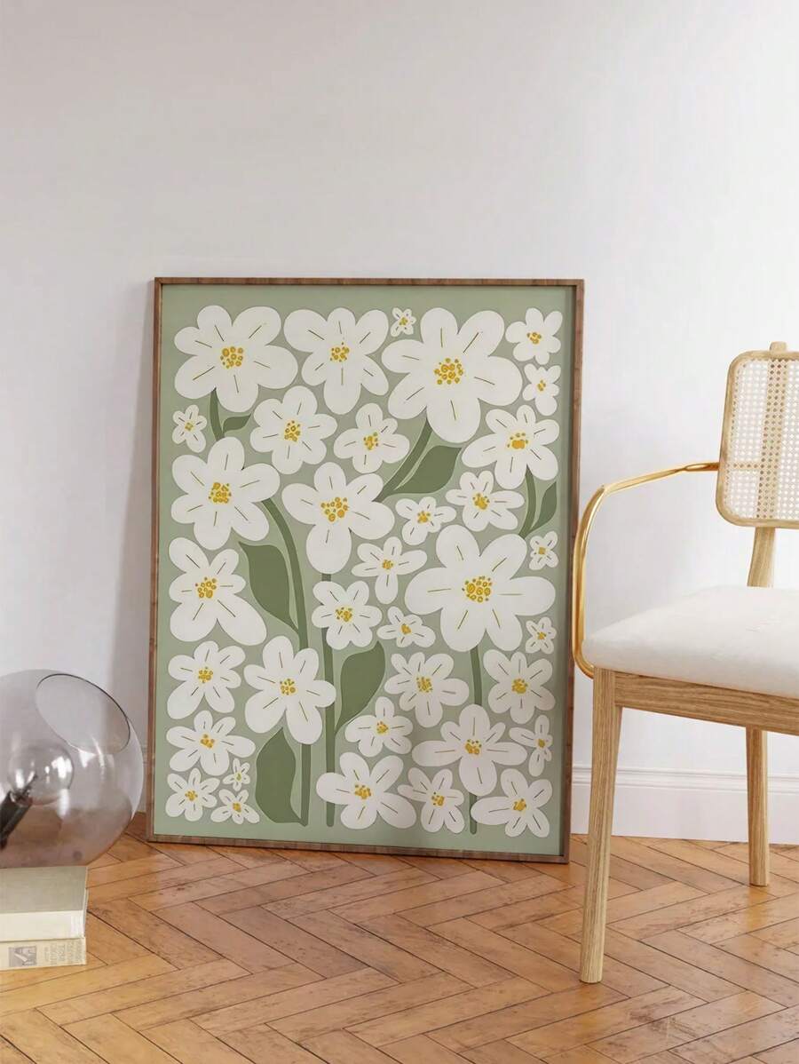 Add a touch of natural beauty to any modern living space with this Sage Green Daisy Wall Art Print. Featuring a boho floral design, this canvas decor will bring a sense of calm and tranquility to your home. Elevate your interior with this elegant and versatile piece.