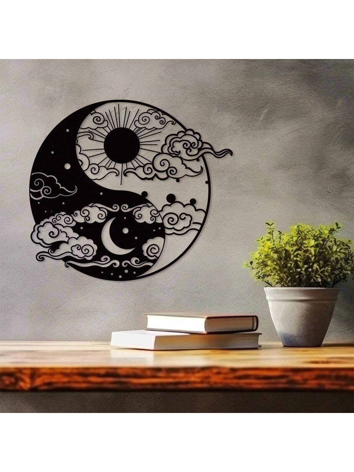 Bring peace and balance to your yoga room with Serene Harmony: Sun & Moon Metal Wall Art. Featuring intricate designs of the sun and moon, this piece adds a touch of tranquility to any space. Made with durable metal, it's a perfect addition to your mindful practice.