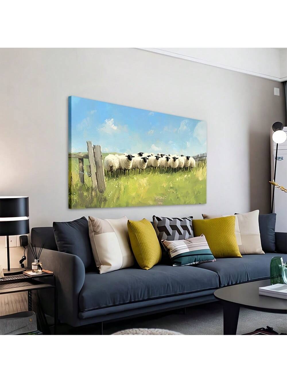 Invigorate any space with the calming presence of Serene Sheep in Sunshine. This large framed canvas wall art is perfect for creating a relaxed atmosphere in any room. Expertly crafted with high-quality materials, it combines serene imagery with a professional touch to bring a sense of tranquility to your home.