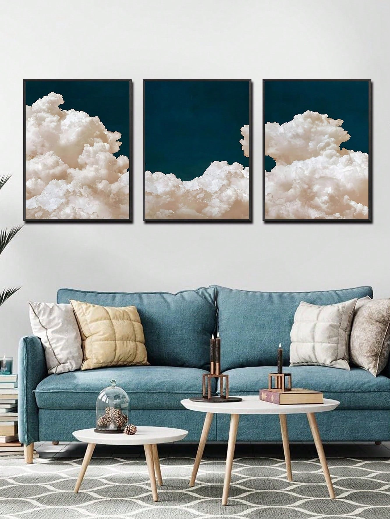Introduce a sense of calm and tranquility into your home or office with Serene Skies: 3-Piece Unframed Canvas Poster Set. These modern white cloud posters will elevate any room while promoting a peaceful atmosphere. Made with high-quality materials, these posters are durable and long-lasting.
