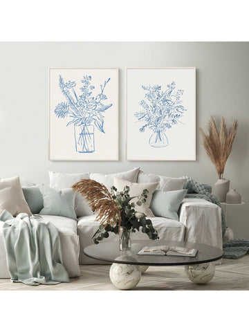 Elevate your home decor with this set of 2 Bohemian Blue Floral Canvas Prints. These aesthetic still life wall art pieces add a touch of color and style to any room. Made with high-quality materials, these prints are sure to enhance your space.