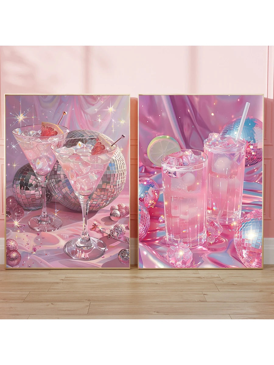 Add a splash of preppy sophistication to your space with this vibrant set of 2 pink cocktail canvas wall art pieces. Featuring funky, colorblock drink designs with modern flair, these unframed paintings bring playful energy to dining rooms, kitchens, or entertaining spaces. Crafted on durable, waterproof canvas with sharp, vivid printing, they're built to maintain their stunning colors for years. Easy to hang with included hooks—no nails required. Perfect for creating a chic, Instagram-worthy atmosphere tha