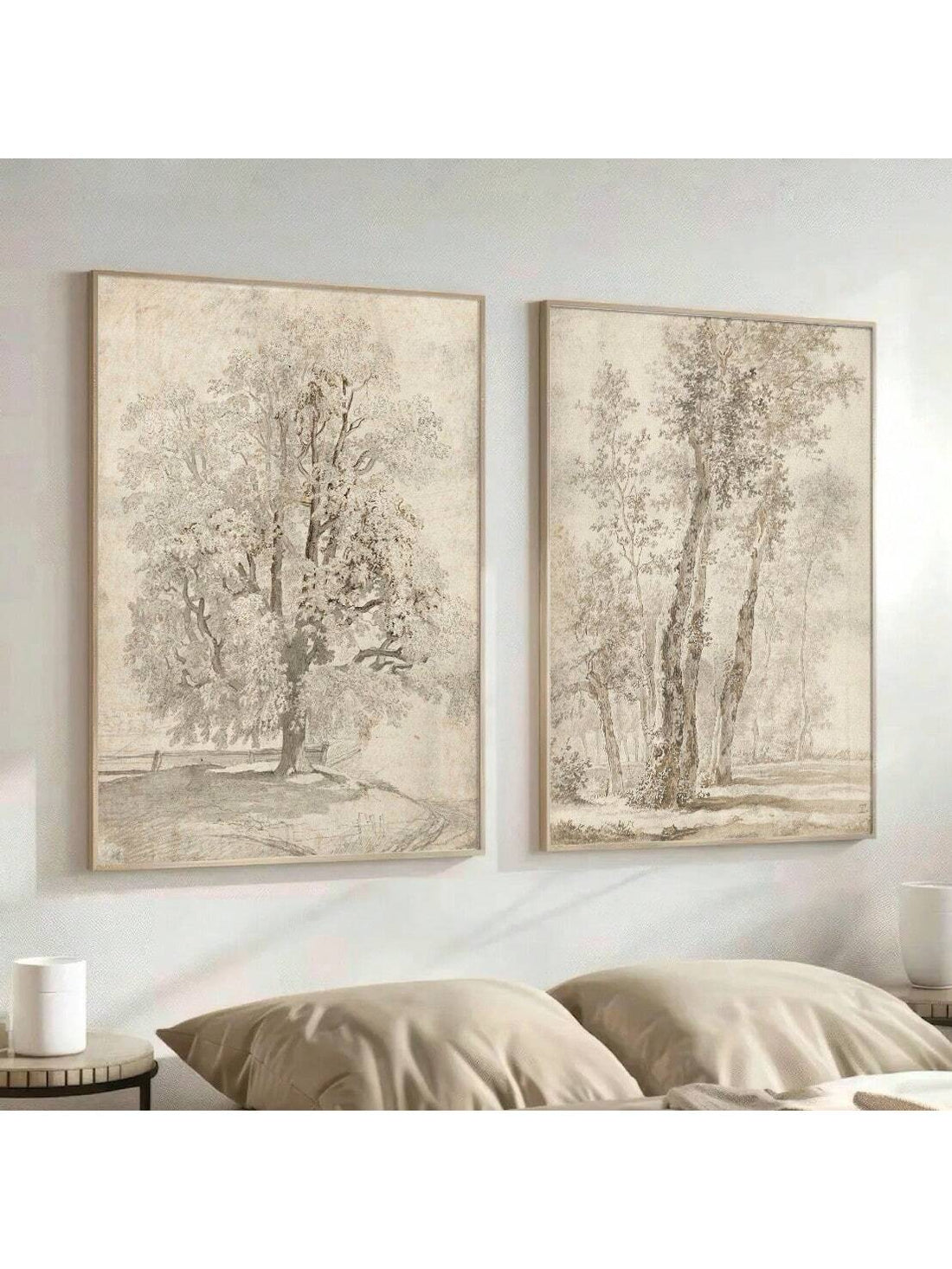 Elevate your rustic farmhouse aesthetic with this sophisticated set of two unframed beige tree sketches. The vintage-inspired abstract designs capture the organic beauty of trees through delicate linework and subtle beige tones. These versatile art pieces complement natural textures and neutral color schemes, creating a refined focal point in any room while maintaining the warm, inviting atmosphere essential to farmhouse décor.