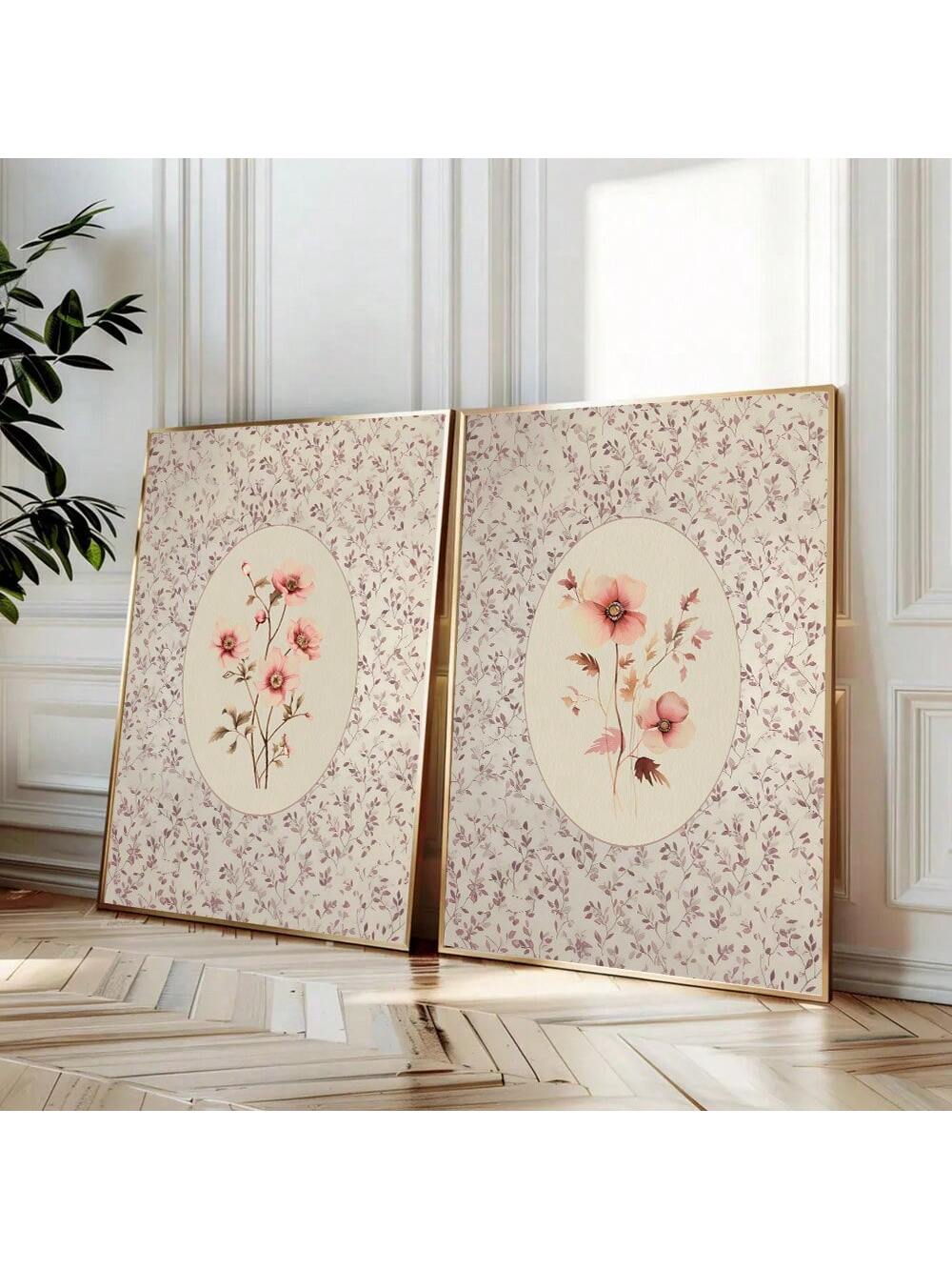 Enhance your living space with this set of 2 unframed boho botanical floral canvas prints, designed to complement vintage home décor. These art pieces feature delicate floral illustrations that bring a natural, timeless elegance to any room. Their unframed format allows for versatile display options, making them ideal for layering or customizing with your preferred frames. Perfect for adding subtle texture and a refined botanical touch to your interior design.