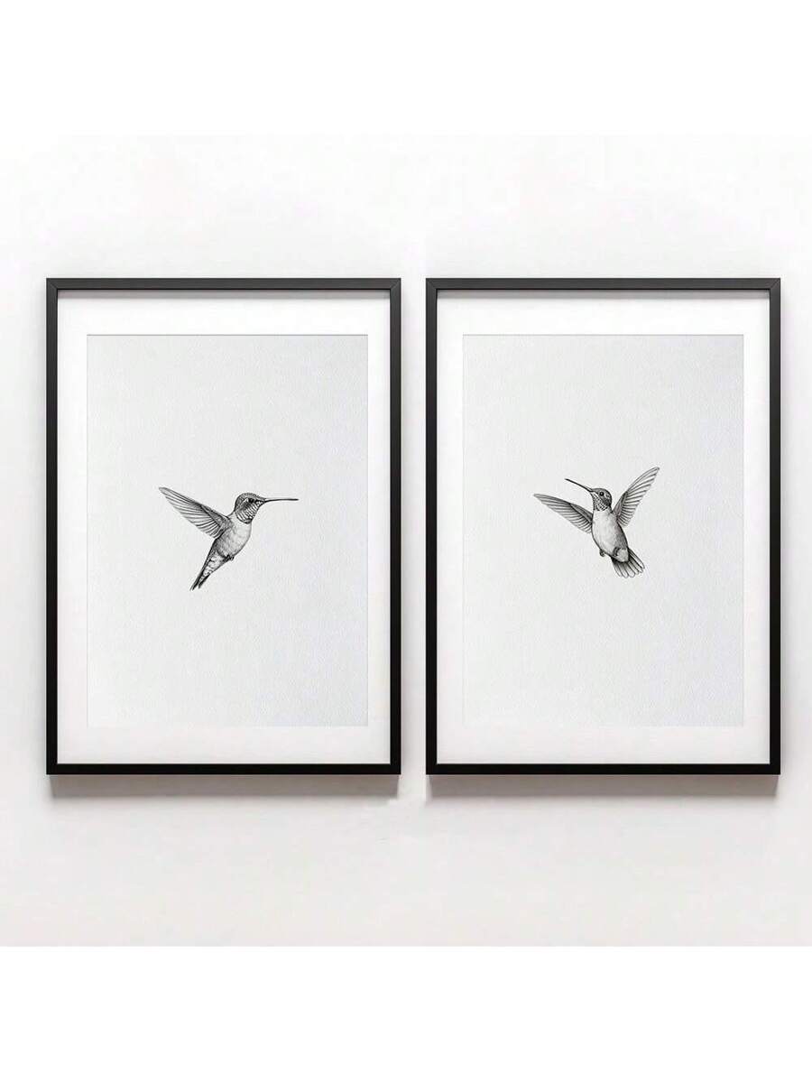 Introduce a touch of elegance to your home decor with our set of 2 unframed hummingbird vintage sketch posters. These minimalist abstract prints are a perfect addition to any modern home. Made from high-quality materials, they add a vintage charm to any room. Upgrade your walls today.