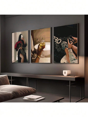 Elevate your girl's room with this set of 3 luxury black art posters, designed to bring a sophisticated and fashionable touch to any space. These high-quality canvas prints feature elegant, modern designs that complement contemporary decor while adding depth and style. Perfect for creating a chic atmosphere, these art pieces are easy to hang and maintain, making them an ideal choice for home decoration that combines aesthetic appeal with lasting quality.