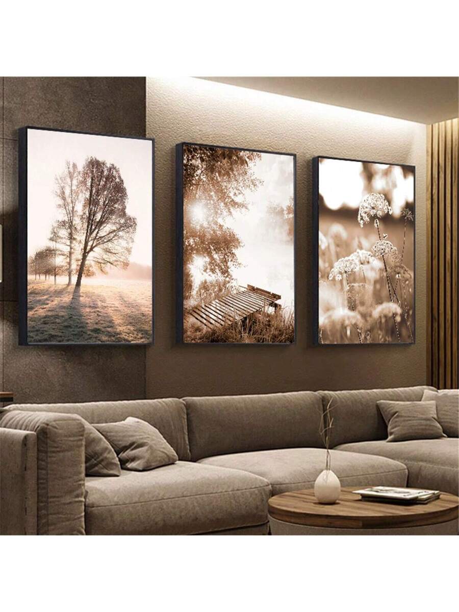 Elevate your living space with this set of three minimalist autumn forest landscape canvas prints. Expertly crafted to capture the serene beauty of fall, these prints add a refined touch to any modern home decor. Their subtle color palette and clean design create a calming atmosphere, perfect for enhancing bedrooms, living rooms, or offices with understated elegance. Durable and easy to display, these canvases effortlessly blend style and tranquility.