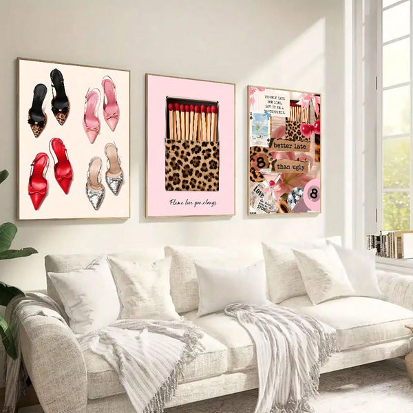 Retro leopard print wall stickers for Y2K dorm room and apartment decor