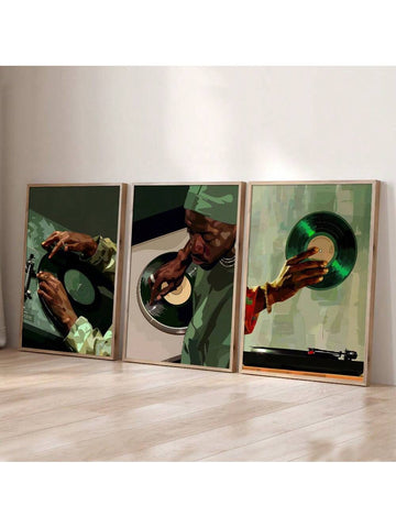 Enhance your living space with this set of 3 unframed DJ vinyl record posters, expertly designed to celebrate hip hop music culture. Each canvas print captures iconic vinyl aesthetics, ideal for adding a stylish yet authentic vibe to any modern home or studio. These posters offer a sleek way to showcase your passion for music without the bulk of frames, providing versatile decor that complements various interior styles.