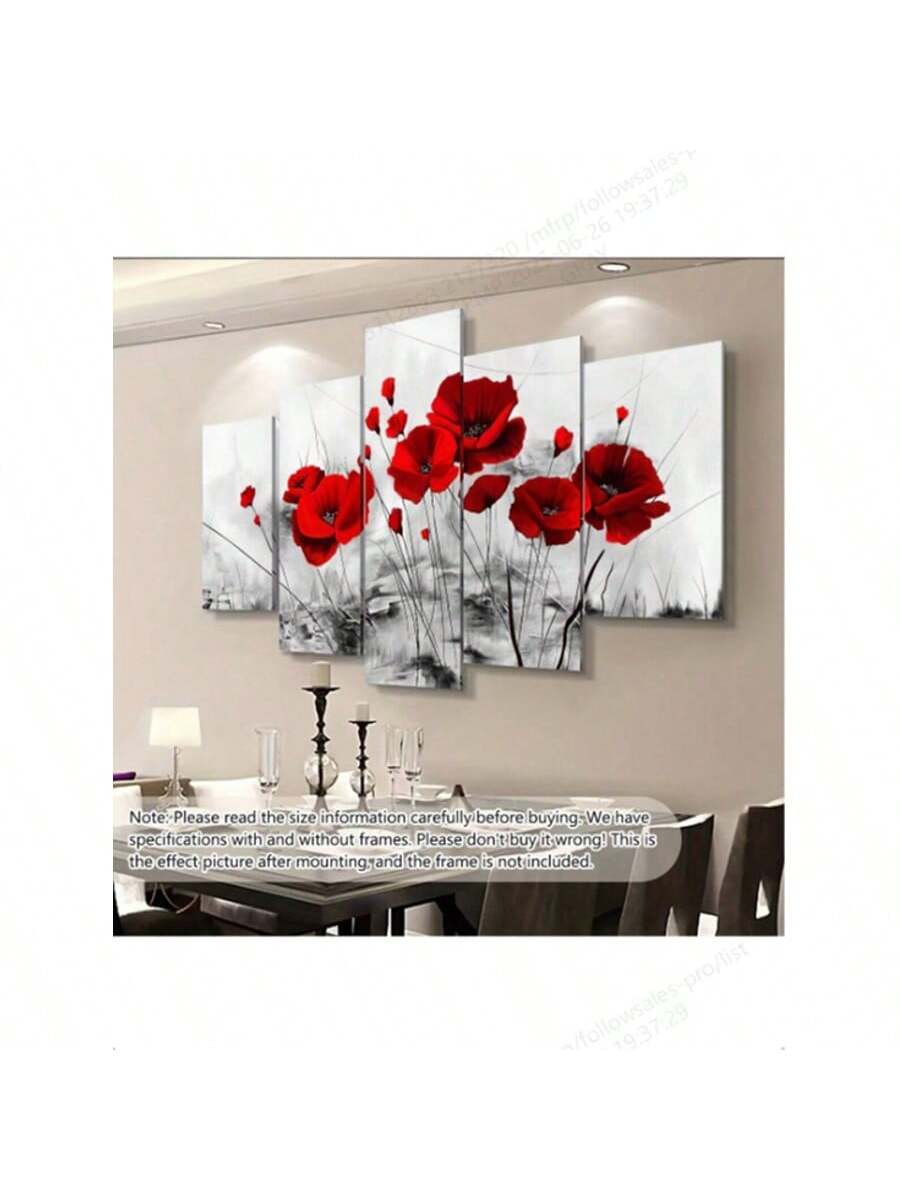 Enhance your living space with this set of 5 frameless floral canvas posters, designed to bring a modern and elegant touch to any room. Crafted for year-round appeal, these artworks feature vibrant floral designs that complement diverse decor styles. Their frameless construction offers a sleek, contemporary look while making installation simple. Perfect as a thoughtful gift, this collection adds a refined aesthetic to homes, offices, or studios, elevating the ambiance with timeless botanical beauty.