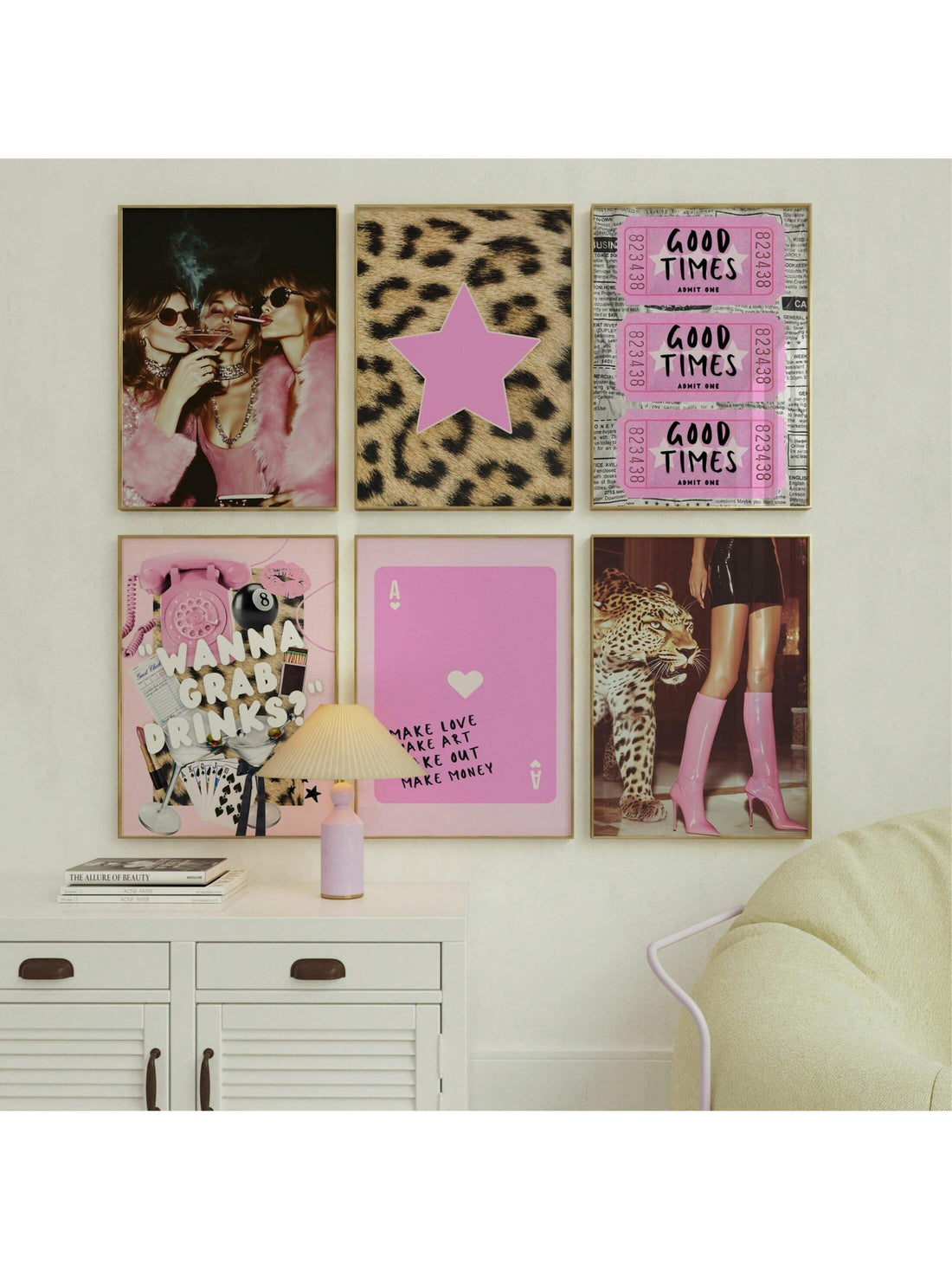 Elevate your home decor with this set of 6 Pink Fashion Magazine Cover Wall Art. Featuring luxury canvas prints, these stylish pieces will add a touch of girly aesthetic to any room. Create a chic and sophisticated atmosphere with these unique and high-quality wall art pieces.