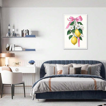 Simple Lemon Bow Kitchen Framed Canvas Wall Art Print