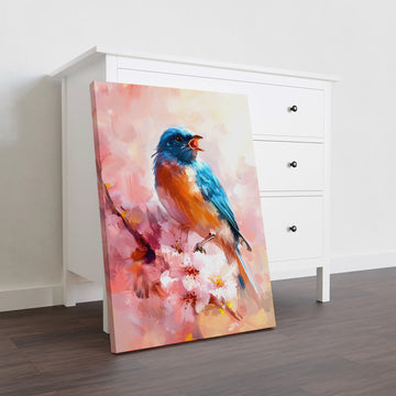 Bring serene natural beauty into your home with this captivating canvas wall art featuring a singing bluebird nestled among delicate spring cherry blossoms. The soft, harmonious composition creates a peaceful focal point perfect for living rooms, bedrooms, or above sofas. Rendered in gentle pastels and refined detail, this print captures the essence of springtime renewal and tranquility. Ideal for those seeking to elevate their interior aesthetic with nature-inspired artwork that combines artistic sophistic