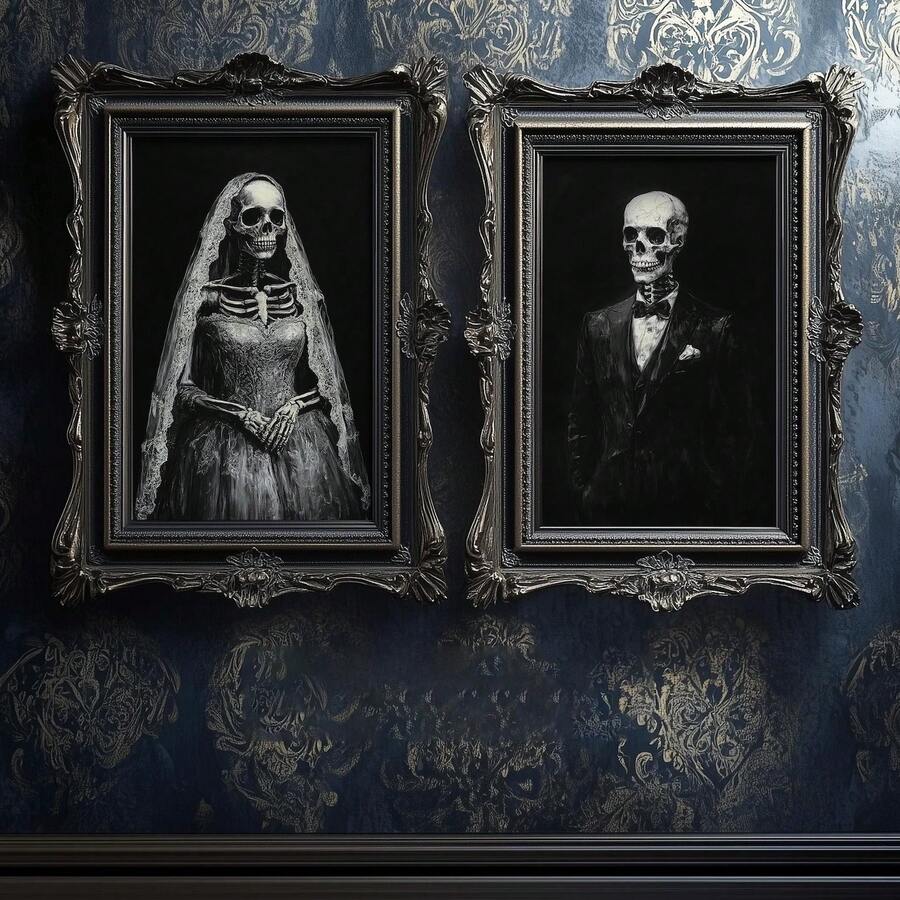 Skull lovers poster with dark academia gothic romance