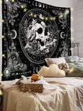 Add a touch of modern style to your living room or bedroom with our Skull Moon Square Tapestry. Made with high-quality materials, this tapestry features a unique and eye-catching skull moon design. Perfect for adding a bold statement to your home décor, this tapestry is sure to impress.