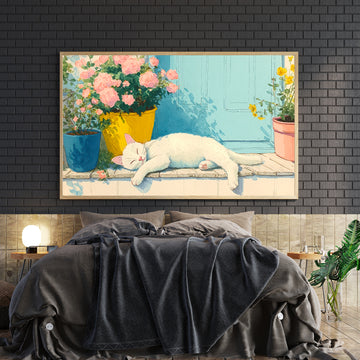 Enhance your living space with this elegant Sleeping Cat with Pink Roses canvas wall art. Perfectly suited for living rooms, sofa backdrops, or bedside decoration, it adds a serene and charming touch to your home decor. The delicate pink roses complement the peaceful cat image, creating a calming atmosphere that blends seamlessly with various interior styles. Crafted for durability and visual appeal, this canvas art piece elevates your environment with subtle sophistication.