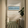 SO FRESH and SO CLEAN bathroom wall poster with teal stripes