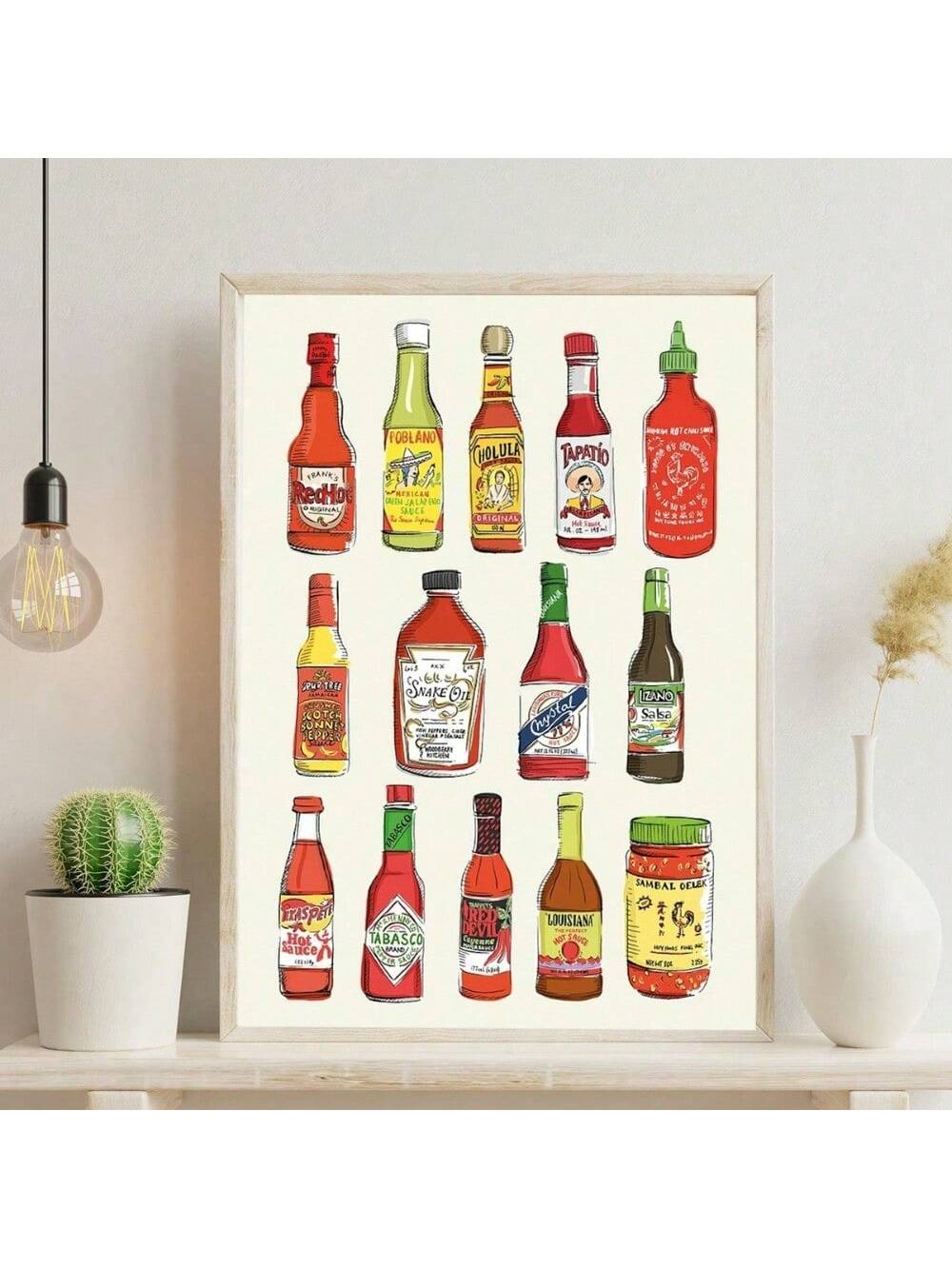 Elevate your space with the Spicy Style canvas art poster, featuring a vibrant hot sauce illustration that adds a bold, contemporary touch to any modern home or office. Crafted for visual impact, this artwork enhances your décor with its dynamic design, making it a perfect statement piece for those who appreciate unique and lively aesthetics.