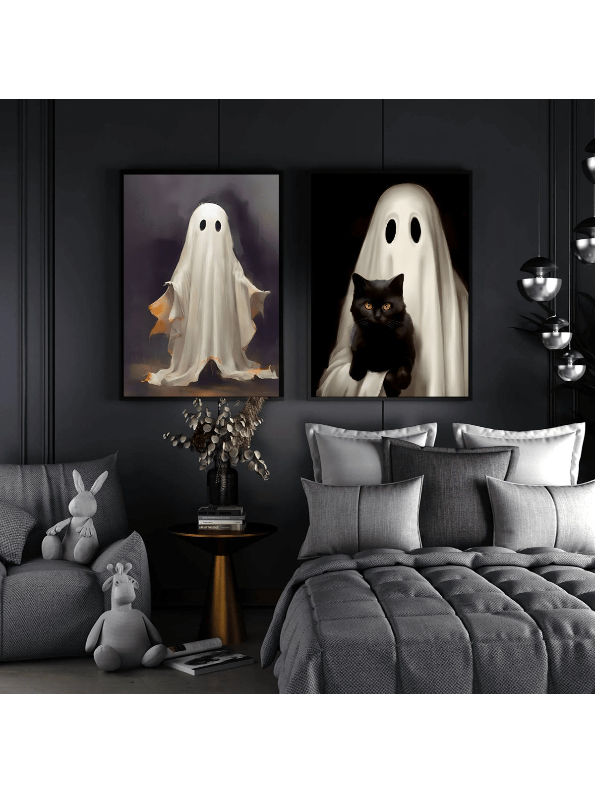 Elevate your Halloween decor with this expertly crafted 2-piece wall art set featuring charming ghosts and sleek black cats. Designed to bring a festive yet sophisticated touch to your home, these pieces blend classic Halloween motifs with stylish artistry. Perfect for creating a spooky atmosphere that’s both inviting and tasteful, this set is ideal for seasonal decorating enthusiasts seeking quality and character in their holiday accents.