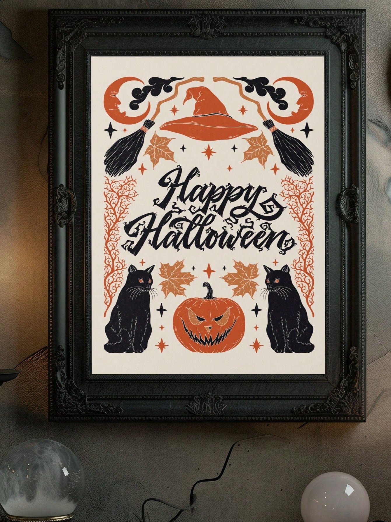 Elevate your Halloween décor with this Spooktacular Canvas Wall Art, designed to withstand the elements thanks to its waterproof construction. Featuring a vibrant, festive mural framed for easy display, it brings a professional touch to your fall celebrations. Durable and visually striking, this piece is perfect for both indoor and outdoor use, ensuring your seasonal ambiance lasts throughout the spooky season.