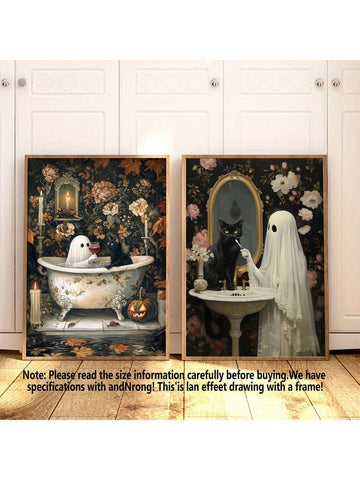 Celebrate Halloween with the Spooky Black Cat Bubble Bath Art set, featuring eerie black cat designs paired with playful ghosts and festive "Booze" accents. This unique wall decor collection adds a sophisticated yet whimsical touch to your seasonal decorations, perfect for creating an expert-level Halloween ambiance in any space. Crafted to capture the spirit of the holiday, it blends spooky charm with artistic flair for a standout display.