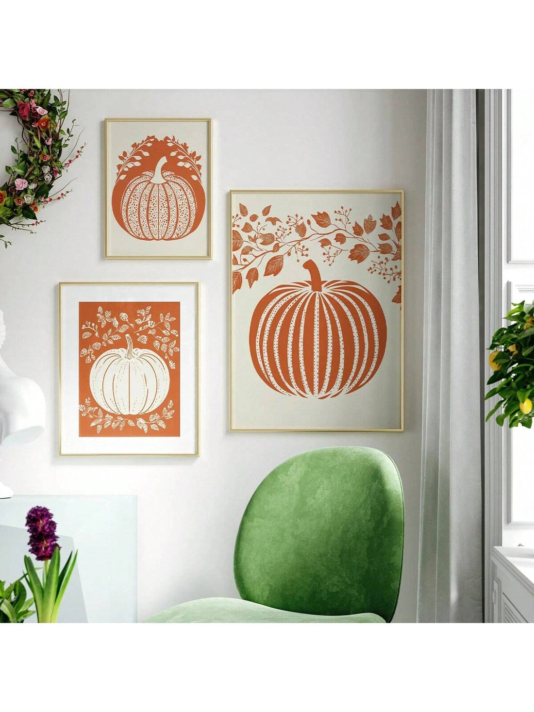 Elevate your Halloween decor with this expertly crafted 3-piece pumpkin wall art set. Designed to blend spooky charm with chic aesthetics, each piece adds a refined seasonal touch to your home. Perfect for creating an inviting yet stylish atmosphere, this set enhances any room with subtle festive flair while maintaining a sophisticated look. Ideal for those who appreciate tasteful holiday decorations that complement modern interiors.