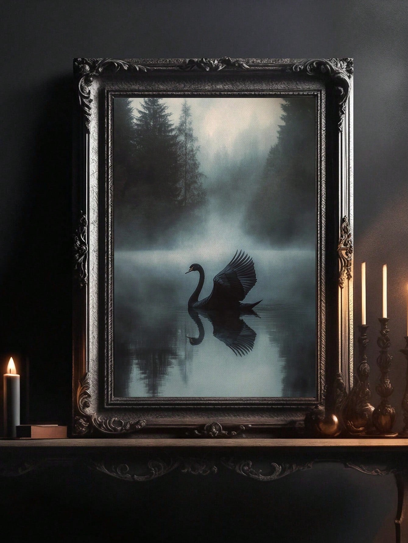 Elevate your Halloween ambiance with the Black Swan Gothic Canvas Wall Art. This striking piece combines dark elegance with gothic motifs, perfect for creating a sophisticated yet eerie atmosphere. Crafted on high-quality canvas, it offers rich detail and durability, making it an ideal focal point for seasonal decor or year-round gothic-inspired interiors. Its bold design enhances any space with a mysterious charm, appealing to those who appreciate refined, spooky aesthetics.