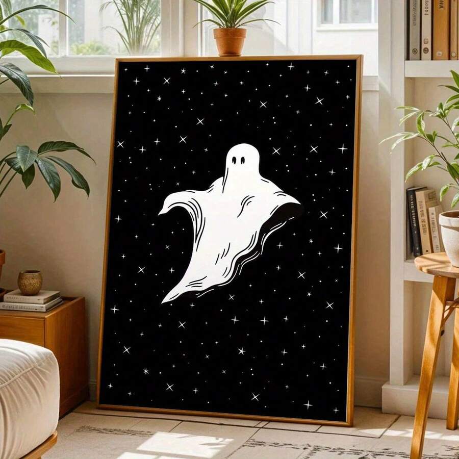 Spooky Ghost & Stars Living Room & Bedroom Canvas Poster