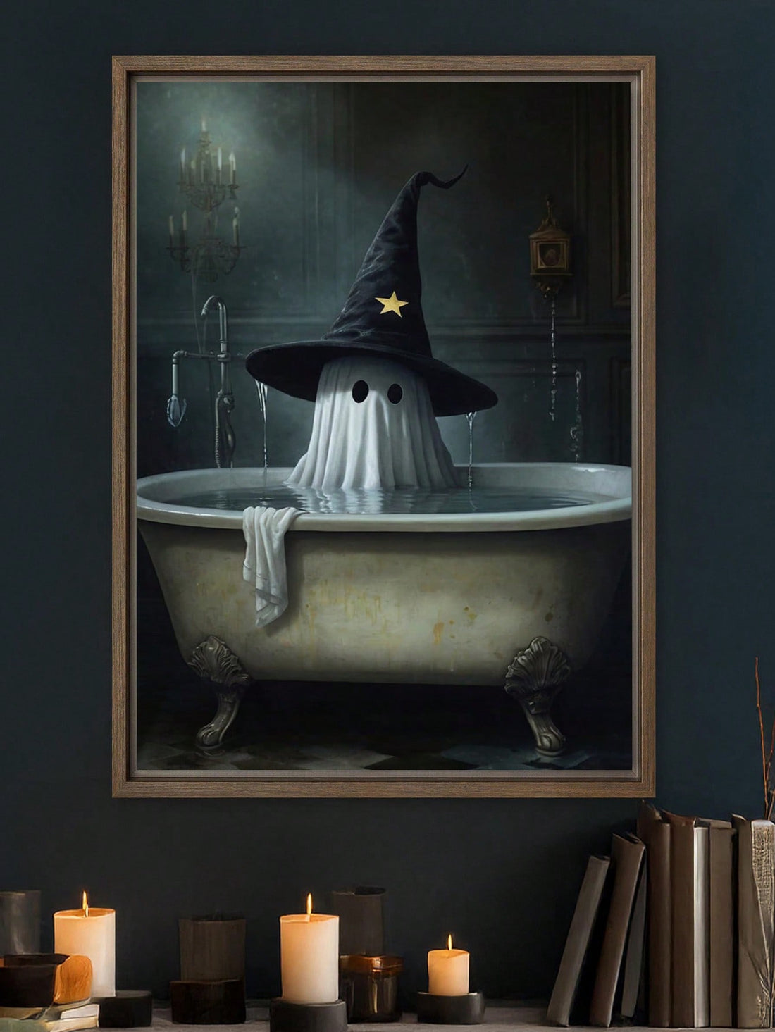 Add a touch of eerie charm to your home with the Spooky Ghost in Bath Canvas Wall Art. This unique piece captures a playful yet haunting ghostly figure in a bathtub, making it an ideal Halloween decoration for your living room, bedroom, or bathroom. Crafted with high-quality canvas, it offers vivid detail and durability, enhancing your seasonal décor with a sophisticated spooky vibe. Perfect for those who appreciate subtle, expert-themed Halloween accents.