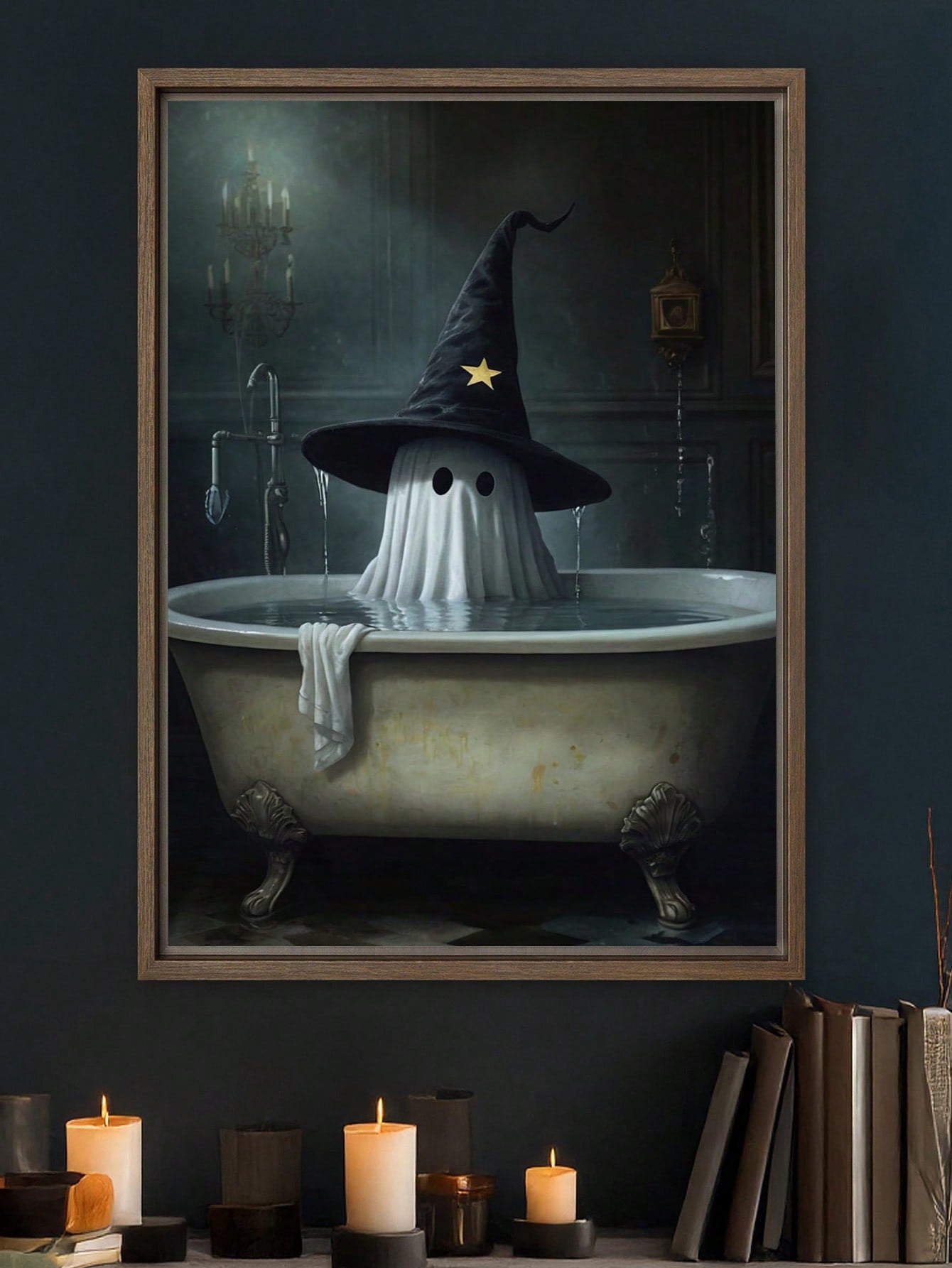 Add a touch of eerie charm to your home with the Spooky Ghost in Bath Canvas Wall Art. This unique piece captures a playful yet haunting ghostly figure in a bathtub, making it an ideal Halloween decoration for your living room, bedroom, or bathroom. Crafted with high-quality canvas, it offers vivid detail and durability, enhancing your seasonal décor with a sophisticated spooky vibe. Perfect for those who appreciate subtle, expert-themed Halloween accents.