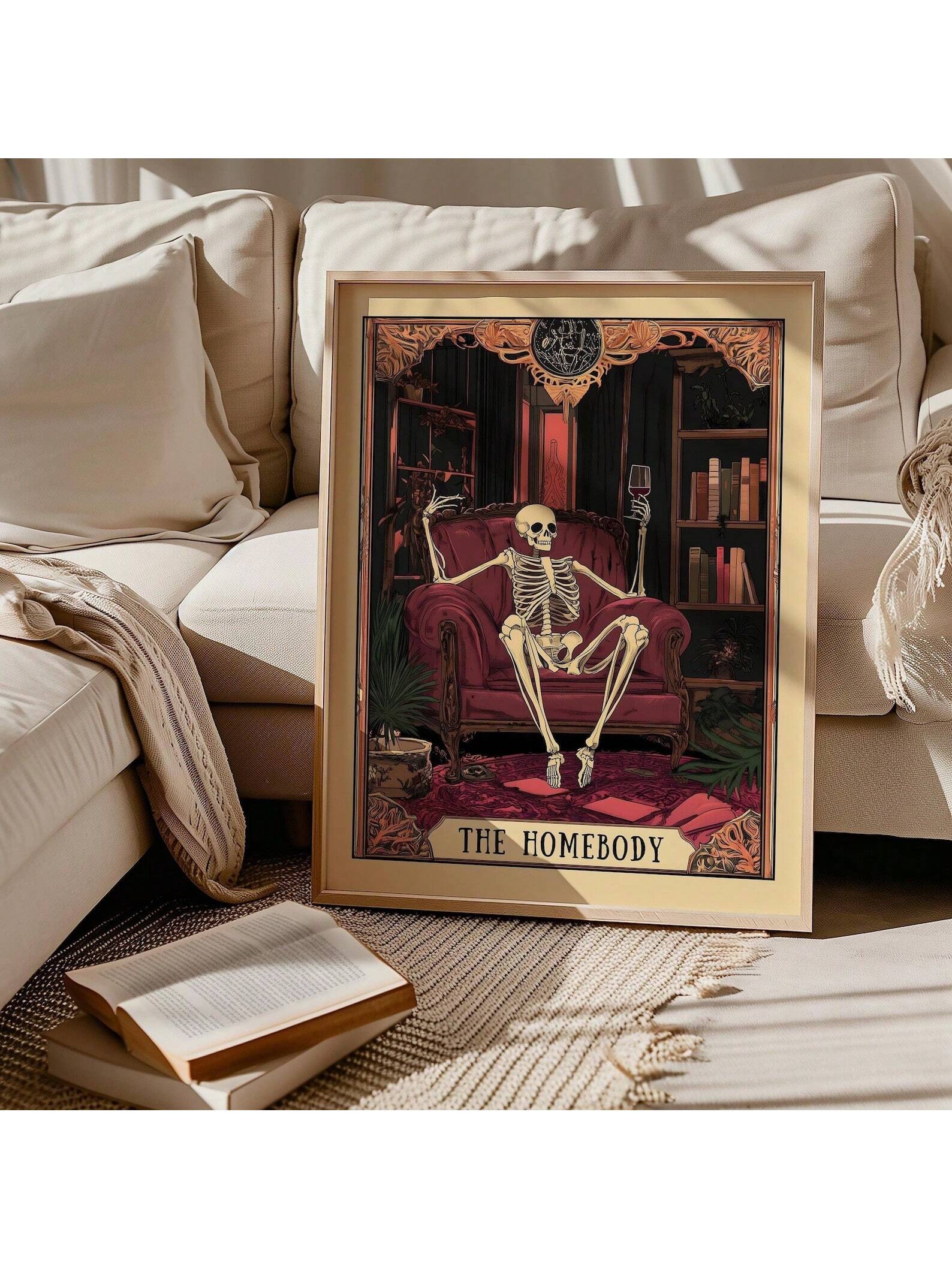 Elevate your space with the Spooky Nerd Tarot Skull Wall Art, a striking frameless poster that blends gothic aesthetics with a touch of geek culture. This detailed design captures the mystique of tarot symbolism paired with a skull motif, perfect for adding an expert-curated edge to your home decor. Its frameless style offers a modern, clean look that complements any room, making it an ideal choice for enthusiasts of dark, intellectual art. Durable and visually captivating, this piece transforms your walls