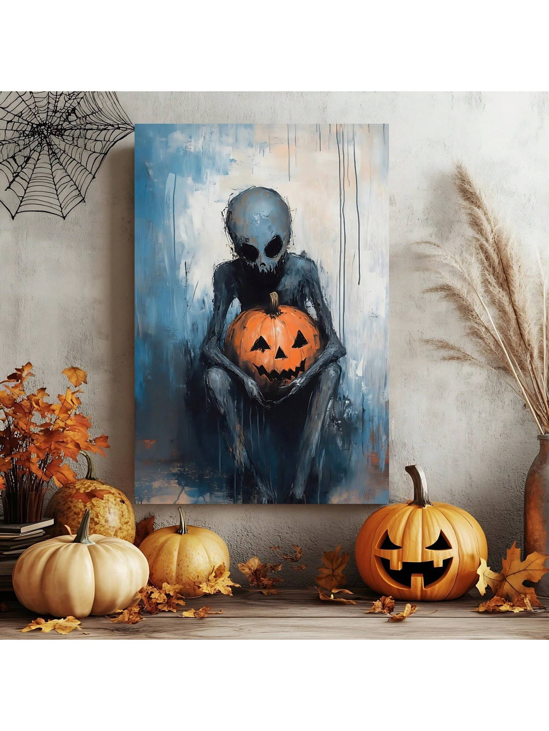 Elevate your Halloween ambiance with this Spooky Vintage Headless Entity Pumpkin Lantern canvas art. Perfectly blending eerie charm and classic vintage style, it adds a distinctive touch to both home and office decor. Crafted to evoke a haunting yet sophisticated atmosphere, this piece is ideal for those seeking expert-level seasonal decoration that stands out with subtle artistry and thematic depth.