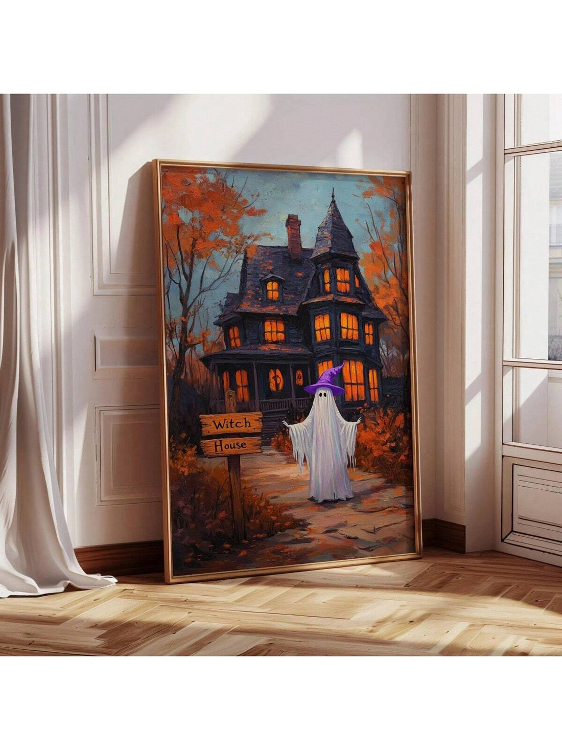 Elevate your Halloween ambiance with this Spooky Witch Canvas Art, designed for enthusiasts of haunted house decor. This unframed piece features a hauntingly detailed witch motif that adds an eerie yet sophisticated touch to any space. Perfect for creating a chilling atmosphere, it allows for versatile framing options to suit your style and setting. Ideal for seasonal decoration or year-round spooky charm, this canvas art is a refined choice for those who appreciate expert-level Halloween aesthetics.