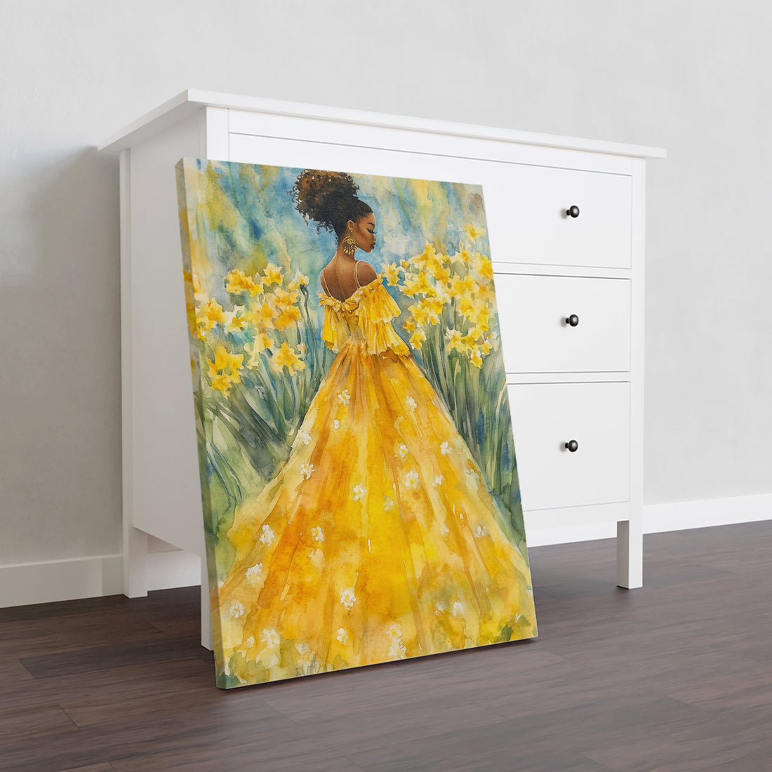 This vibrant Spring Garden Watercolor Canvas Wall Art features a stunning Yellow Floral Dress that adds a touch of elegance to any living room, sofa backdrop, or bedside decoration. Transform your home decor with this high-quality, modern piece that brings a burst of color to any room. Made with expert craftsmanship and attention to detail for a lasting and stylish addition to your home.