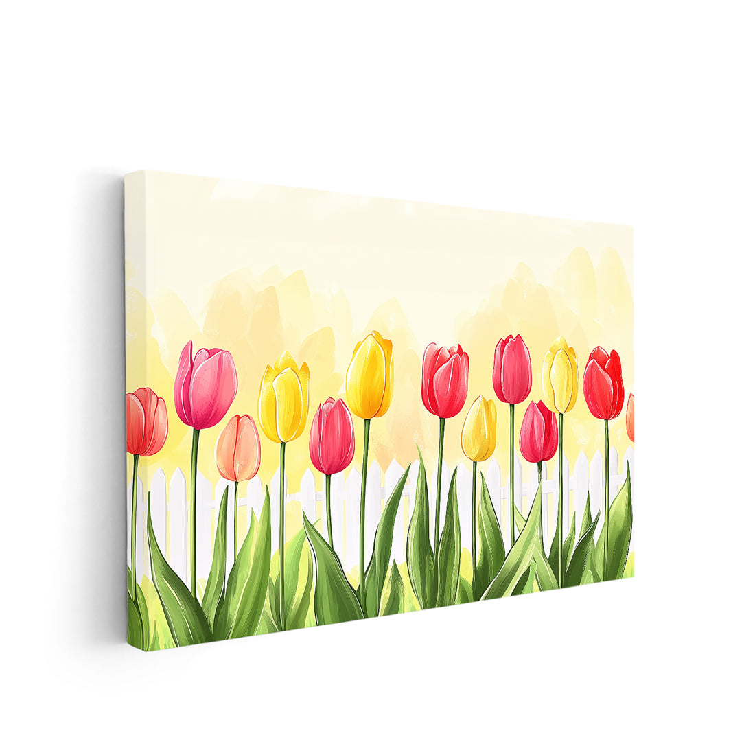 Bring the beauty of spring indoors with our Spring Tulip Garden Canvas Wall Art. Featuring a vibrant pink and yellow floral print, it's the perfect addition to your living room, sofa backdrop, bedside, or any other space in your home that needs a touch of natural elegance.