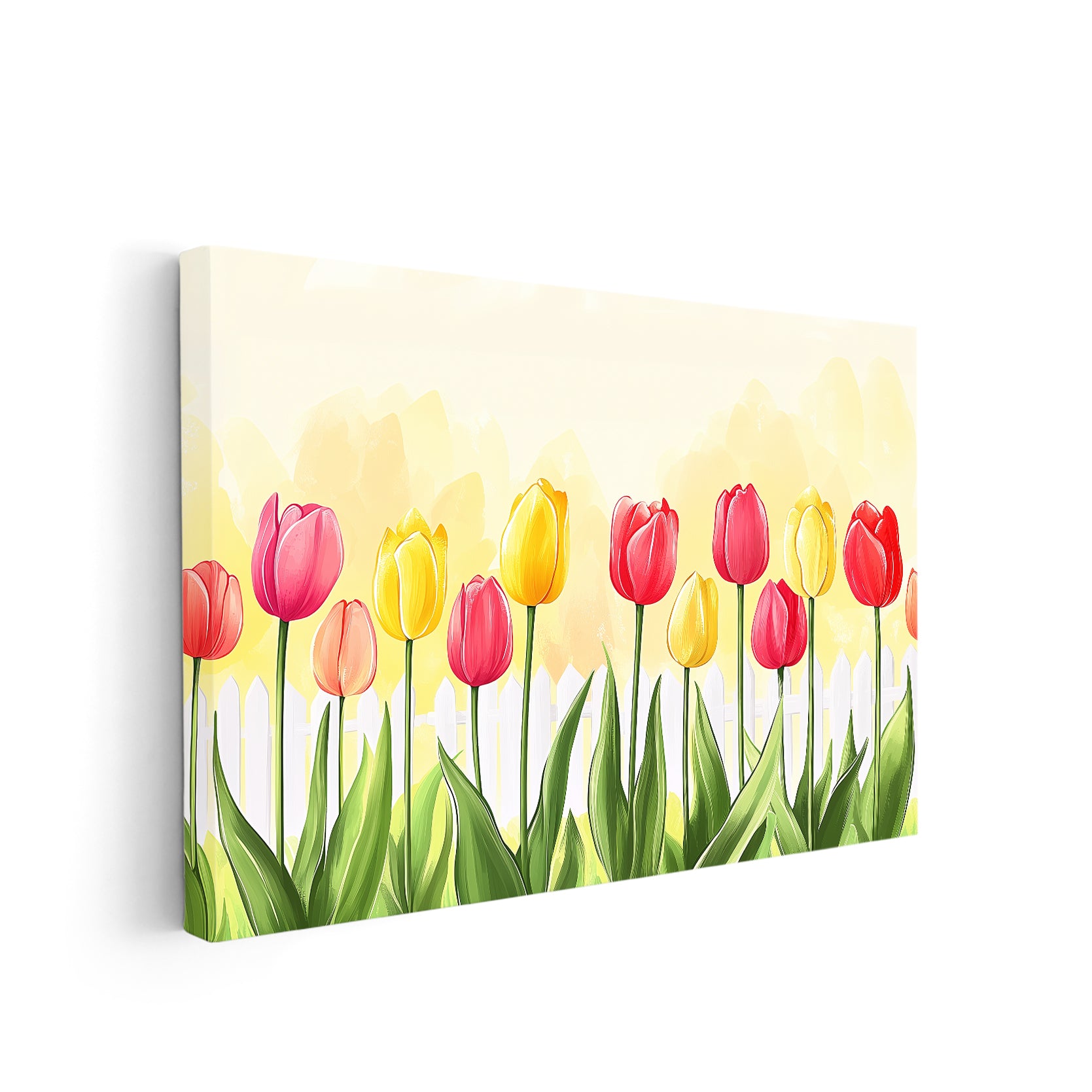 Bring the beauty of spring indoors with our Spring Tulip Garden Canvas Wall Art. Featuring a vibrant pink and yellow floral print, it's the perfect addition to your living room, sofa backdrop, bedside, or any other space in your home that needs a touch of natural elegance.