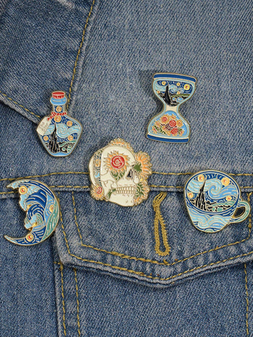 Add a touch of artistic flair with these Starry Night Enamel Pins, featuring a custom Van Gogh oil painting design. Made from high quality materials, these brooches are perfect for any art lover and add a unique touch to any outfit. Elevate your style with this one-of-a-kind set.