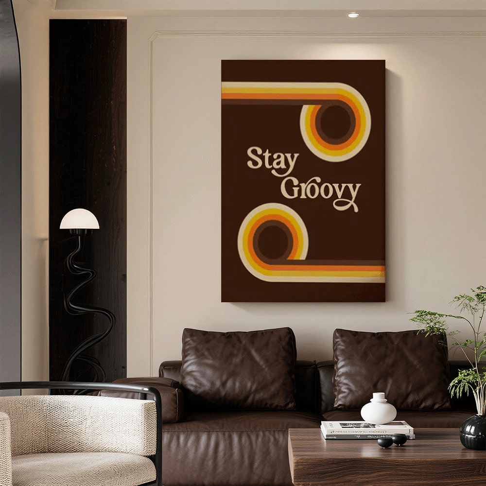 Transport your space back to the golden era of the 1970s with this authentic vintage-inspired canvas print. Featuring the iconic "Stay Groovy" message in classic retro typography and warm, nostalgic color palettes, this piece captures the free-spirited essence of the decade