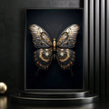 Transform your dining room with this striking steampunk butterfly canvas art. Featuring bold black and gold tones with intricate 3D metallic detailing, this modern luxury piece brings industrial elegance to any space. Crafted on premium canvas with waterproof protection, it's available framed or unframed to suit your décor style. The graphic animal pattern adds contemporary sophistication while the metallic accents catch light beautifully, creating depth and visual interest. Perfect for those seeking statem