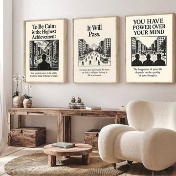 Stoic It Will Pass 3 piece wall art set