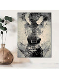 Capture the essence of musical passion with this striking ink painting featuring a dynamic guitar woman. This modern black and white canvas art brings contemporary elegance to any space, perfect for music enthusiasts and art lovers alike.