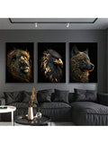 Elevate your space with this exquisite 3-piece canvas art set featuring majestic eagle, tiger, and lion designs in striking black and gold tones. Perfectly suited for both home and office environments, each piece captures the power and elegance of these iconic animals, adding a sophisticated and dynamic touch to your decor. Crafted with attention to detail, this set enhances any room with a bold yet refined aesthetic.