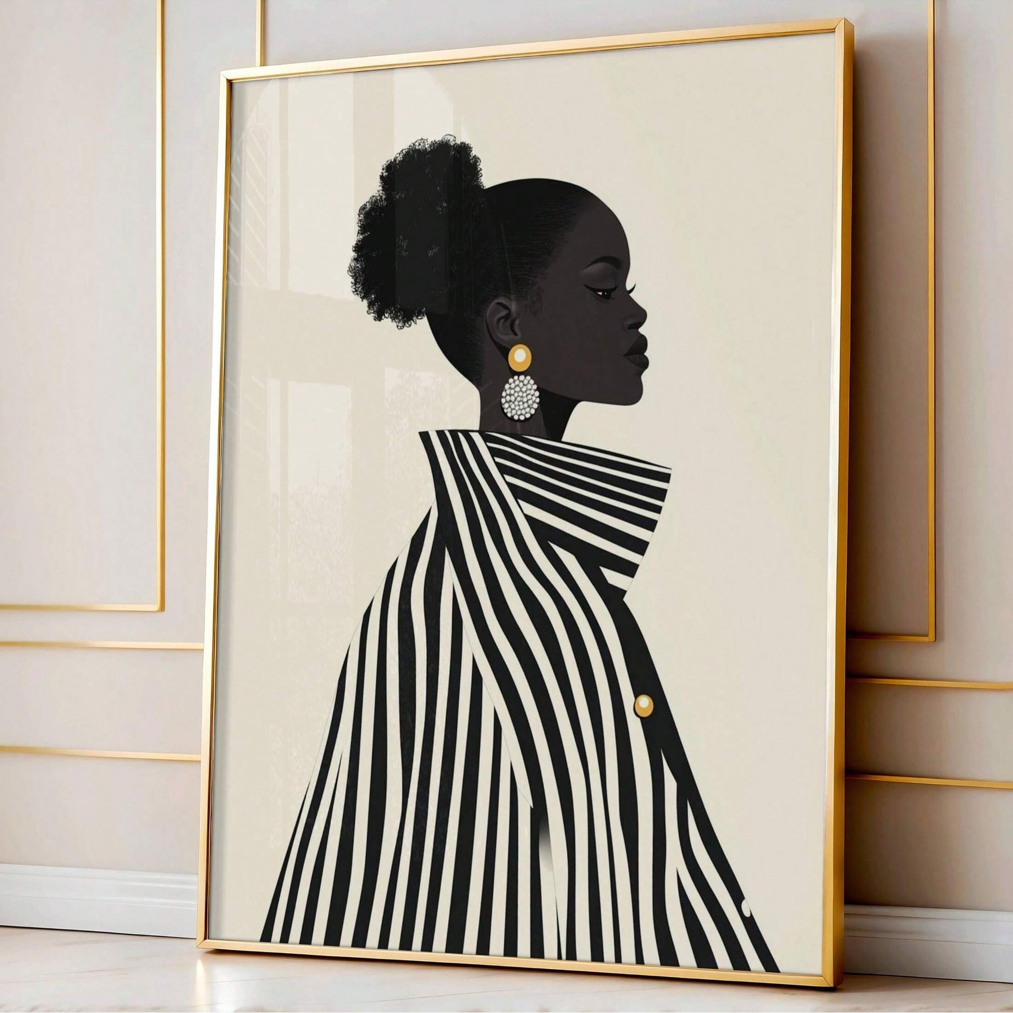 Add a touch of culture and beauty to your home decor with our Stunning African Woman Wall Art. Featuring a portrait of an Afro girl adorned with zebra prints, this unframed canvas is a perfect addition to any room. Elevate your space with this unique and eye-catching piece.